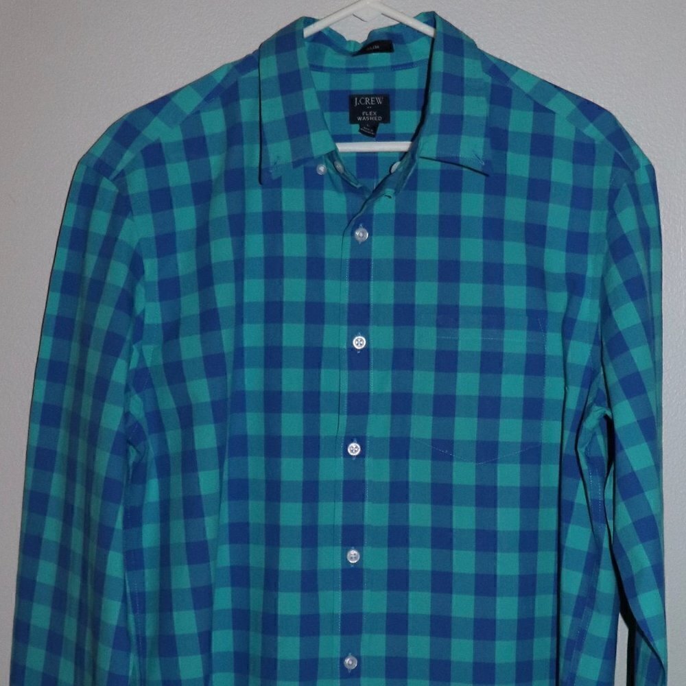J Crew Gingham Slim Flex Casual Shirt Size L
